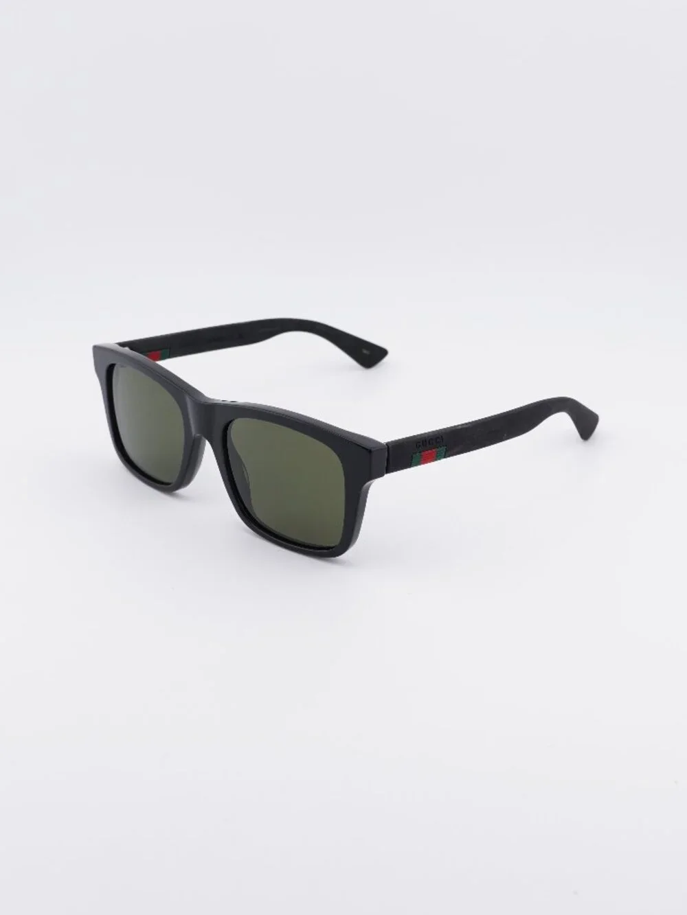 Gucci GG0008S 001 Sunglasses Black Square Frame, Green  Lenses